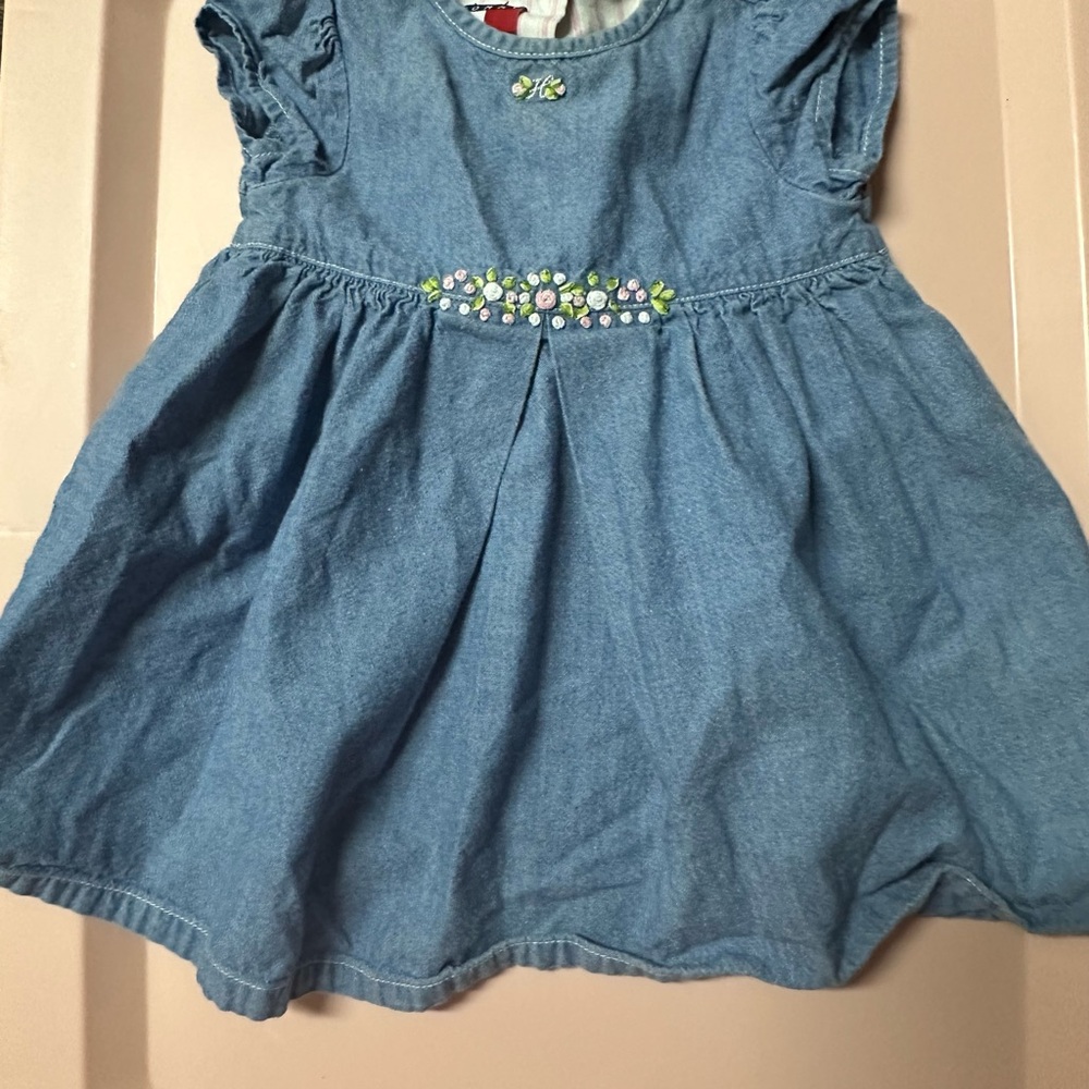 Tommy Hilfiger Blue Denim Dress with Floral Embroidery